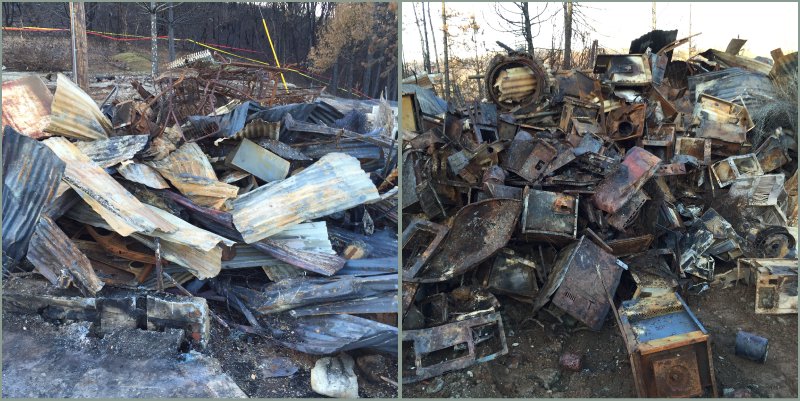The partial collection of a property owner's materials destroyed by the Butte Fire.