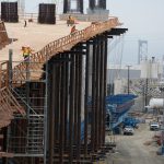New Gerald Desmond Bridge Project, photo by Jonathon Alcorn Falsework shown supporting the eastern approach