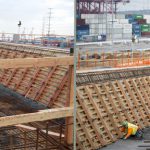 Images courtesy of the New Gerald Desmond Bridge Project. SFI crews place concrete inside the MSS forms.